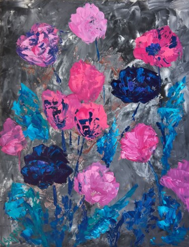 Pintura intitulada "Poppies painting. W…" por Iryna Sapsai, Obras de arte originais, Óleo