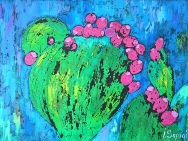 Painting titled "Variegated cactus p…" by Iryna Sapsai, Original Artwork, Acrylic