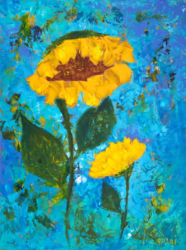 Peinture intitulée "Sunflower’s flower…" par Iryna Sapsai, Œuvre d'art originale, Huile