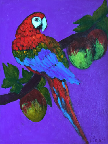 绘画 标题为“Painting with parro…” 由Iryna Sapsai, 原创艺术品, 丙烯