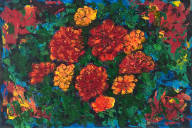 Pittura intitolato "Marigold art. Calen…" da Iryna Sapsai, Opera d'arte originale, Acrilico