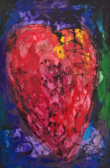 Картина под названием "Heart wall art. Pur…" - Iryna Sapsai, Подлинное произведение искусства, Акрил