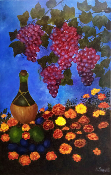 Painting titled "Still life with fru…" by Iryna Sapsai, Original Artwork, Oil