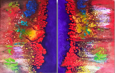 Malerei mit dem Titel "Set of two abstract…" von Iryna Sapsai, Original-Kunstwerk, Acryl