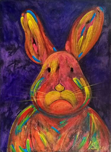Malerei mit dem Titel "Painting of Bunny p…" von Iryna Sapsai, Original-Kunstwerk, Acryl