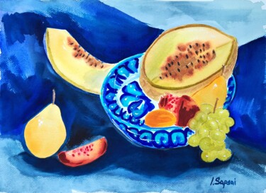 Malerei mit dem Titel "Watercolor fruit st…" von Iryna Sapsai, Original-Kunstwerk, Aquarell