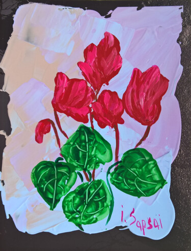 Painting titled "Cyclamen flowers pa…" by Iryna Sapsai, Original Artwork, Acrylic