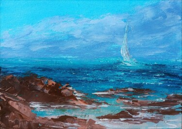 Painting titled "Sea. Sail." by Iryna Stukanova, Original Artwork, Acrylic