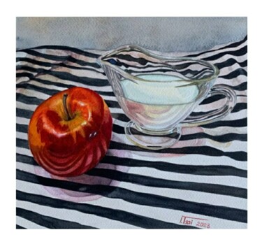 Painting titled "Still life with app…" by Iryna Tsai, Original Artwork, Watercolor