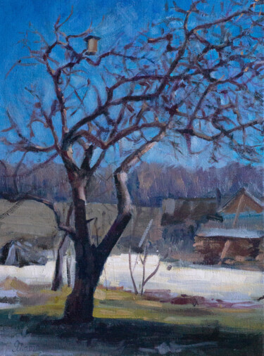 Malerei mit dem Titel "Old apple tree" von Iryna Yankouskaya, Original-Kunstwerk, Öl