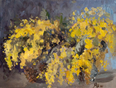 Painting titled "Mimosa" by Iryna Yankouskaya, Original Artwork, Oil