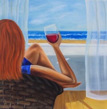 Painting titled "Vacation" by Iryna Bila, Original Artwork, Oil Mounted on Wood Stretcher frame