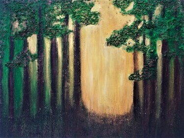 Malerei mit dem Titel "Mysterious forest" von Iryna Bila, Original-Kunstwerk, Acryl