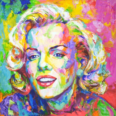 Painting titled "Marilyn Monroe" by Iryna Kastsova, Original Artwork, Acrylic Mounted on Wood Stretcher frame