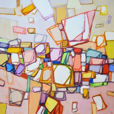 Schilderij getiteld "Colored maze." door Iryna Kastsova, Origineel Kunstwerk, Acryl Gemonteerd op Frame voor houten brancard