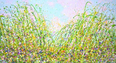 Картина под названием "Summer. Flower fiel…" - Iryna Kastsova, Подлинное произведение искусства, Акрил Установлен на Деревян…