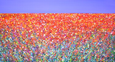 Painting titled "Flower field 6." by Iryna Kastsova, Original Artwork, Acrylic Mounted on Wood Stretcher frame