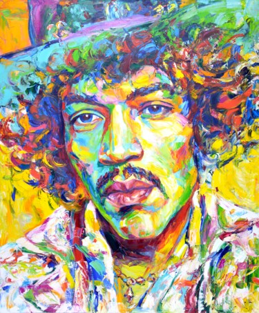 Картина под названием "Jimi Hendrix" - Iryna Kastsova, Подлинное произведение искусства, Масло Установлен на Деревянная рама…