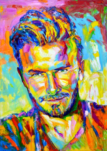 Pittura intitolato "David Beckham" da Iryna Kastsova, Opera d'arte originale, Olio