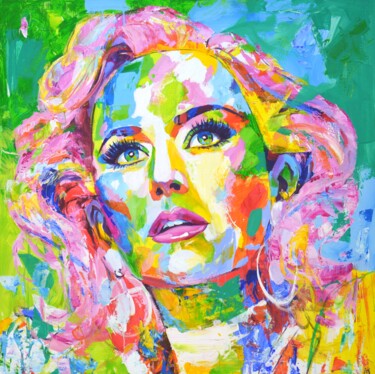 Painting titled "Katy Perry" by Iryna Kastsova, Original Artwork, Acrylic Mounted on Wood Stretcher frame