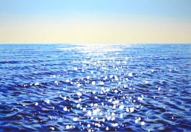 Painting titled "Blue ocean. Glare" by Iryna Kastsova, Original Artwork, Acrylic Mounted on Wood Stretcher frame