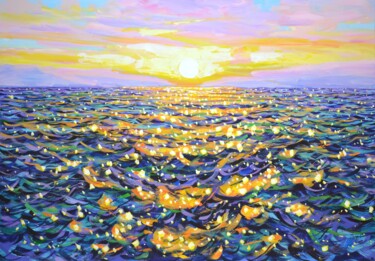 Картина под названием "Ocean. Sunset 6." - Iryna Kastsova, Подлинное произведение искусства, Акрил