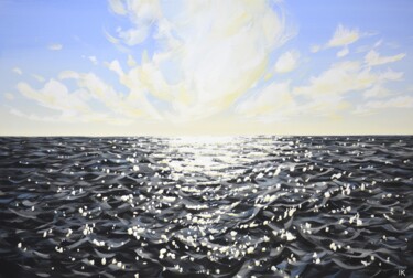 Painting titled "Ocean 100." by Iryna Kastsova, Original Artwork, Acrylic Mounted on Wood Stretcher frame