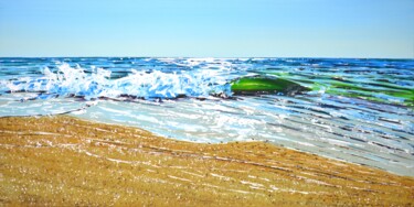 Painting titled "Ocean. Beach." by Iryna Kastsova, Original Artwork, Acrylic Mounted on Wood Stretcher frame
