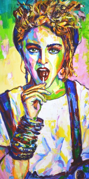 Painting titled "Madonna 2." by Iryna Kastsova, Original Artwork, Acrylic Mounted on Wood Stretcher frame