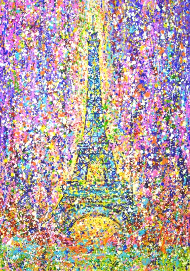 Painting titled "Holiday. Eiffel Tow…" by Iryna Kastsova, Original Artwork, Acrylic