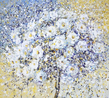 제목이 "White roses."인 미술작품 Iryna Kastsova로, 원작, 아크릴 나무 들것 프레임에 장착됨
