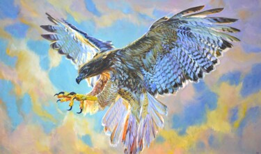 Painting titled "Eagle." by Iryna Kastsova, Original Artwork, Oil Mounted on Wood Stretcher frame