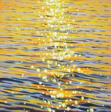 Painting titled "Gold sparks on the…" by Iryna Kastsova, Original Artwork, Acrylic Mounted on Wood Stretcher frame