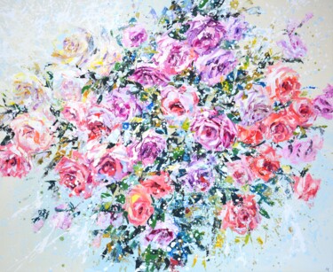 Peinture intitulée "Roses. Roses." par Iryna Kastsova, Œuvre d'art originale, Acrylique Monté sur Châssis en bois