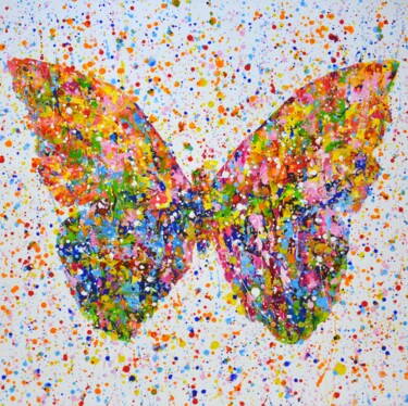 Painting titled "Butterfly." by Iryna Kastsova, Original Artwork, Acrylic Mounted on Wood Stretcher frame