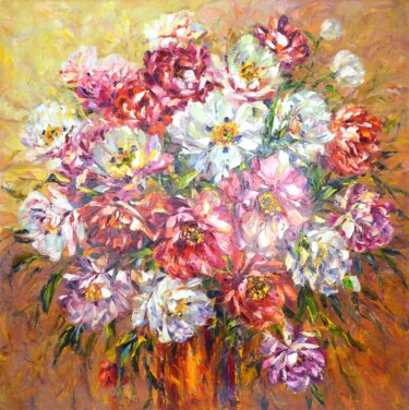 Painting titled "Bouquet." by Iryna Kastsova, Original Artwork, Oil Mounted on Wood Stretcher frame