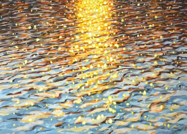 Картина под названием "Evening light 2." - Iryna Kastsova, Подлинное произведение искусства, Акрил Установлен на Деревянная…