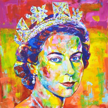 Pintura intitulada "Queen Elizabeth II" por Iryna Kastsova, Obras de arte originais, Acrílico
