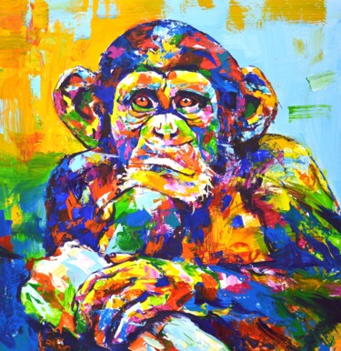 Painting titled "A monkey." by Iryna Kastsova, Original Artwork, Acrylic