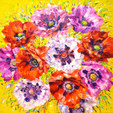 Картина под названием "Poppies" - Iryna Kastsova, Подлинное произведение искусства, Масло Установлен на Деревянная рама для…