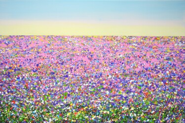 Картина под названием "Summer. Flower fiel…" - Iryna Kastsova, Подлинное произведение искусства, Акрил Установлен на Деревян…