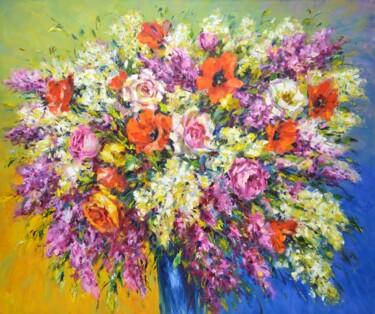 Schilderij getiteld "Spring bouquet" door Iryna Kastsova, Origineel Kunstwerk, Olie Gemonteerd op Frame voor houten brancard