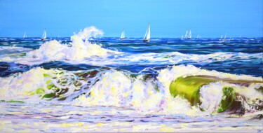 Malerei mit dem Titel "Ocean. Regatta." von Iryna Kastsova, Original-Kunstwerk, Acryl Auf Keilrahmen aus Holz montiert