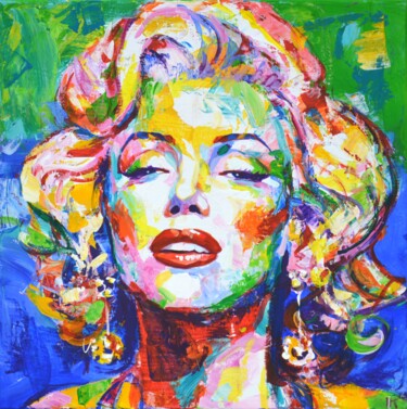 Painting titled "Marilyn Monroe 11." by Iryna Kastsova, Original Artwork, Acrylic Mounted on Wood Stretcher frame