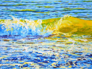 Картина под названием "Waves 5." - Iryna Kastsova, Подлинное произведение искусства, Акрил Установлен на Деревянная рама для…