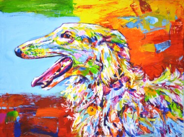 Pintura intitulada "Dog." por Iryna Kastsova, Obras de arte originais, Acrílico Montado em Armação em madeira