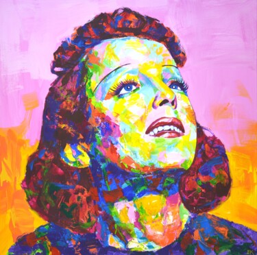 Painting titled "Edith Piaf" by Iryna Kastsova, Original Artwork, Acrylic Mounted on Wood Stretcher frame