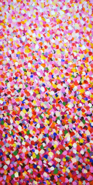 「Pink and red.」というタイトルの絵画 Iryna Kastsovaによって, オリジナルのアートワーク, アクリル ウッドストレッチャーフレームにマウント