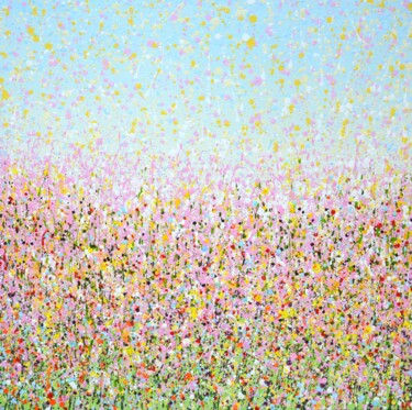 Картина под названием "Pale pink field 2." - Iryna Kastsova, Подлинное произведение искусства, Акрил Установлен на Деревянна…