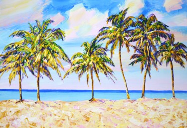 Peinture intitulée "Palm trees. Ocean." par Iryna Kastsova, Œuvre d'art originale, Acrylique Monté sur Châssis en bois